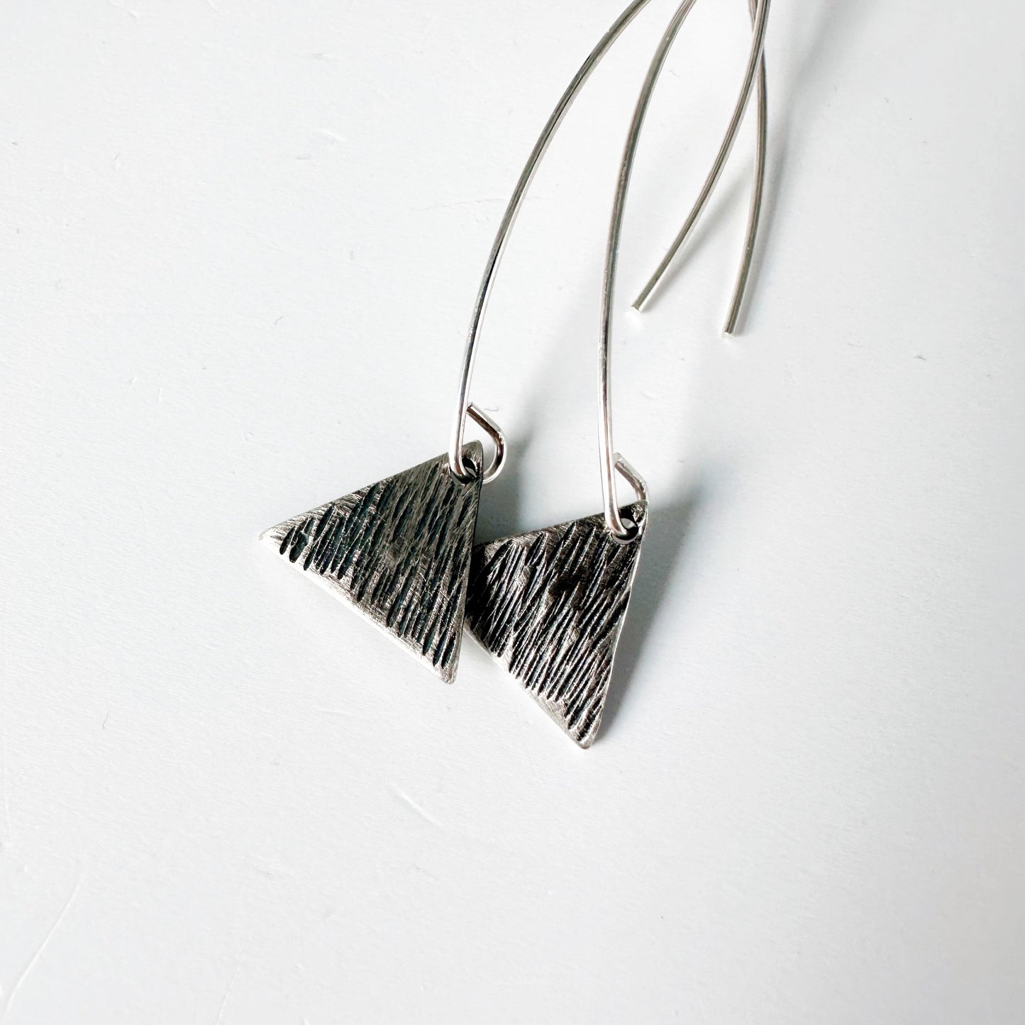 Triangle Sterling Silver Dangle Earrings