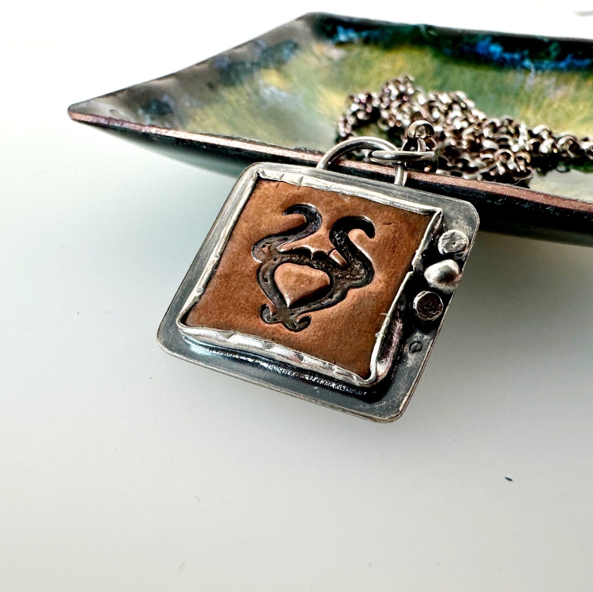 Copper and Sterling Silver Taurus Bull Pendant Necklace (Unisex) - MaisyPlum