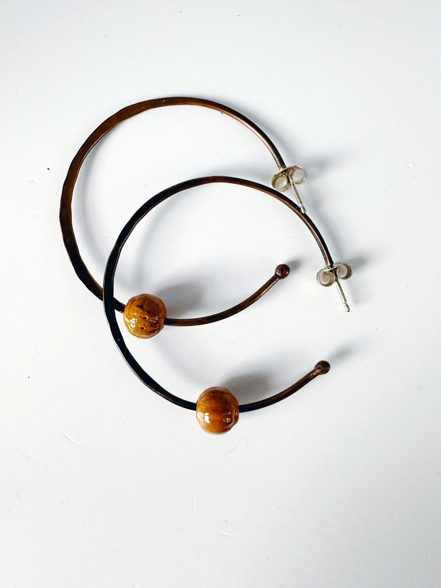 Copper Hoops with Enamel Bead - MaisyPlum