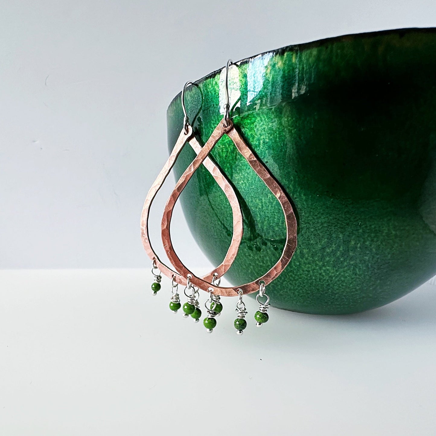 Copper Teardrop Statement Earrings with Enamel Beads - MaisyPlum