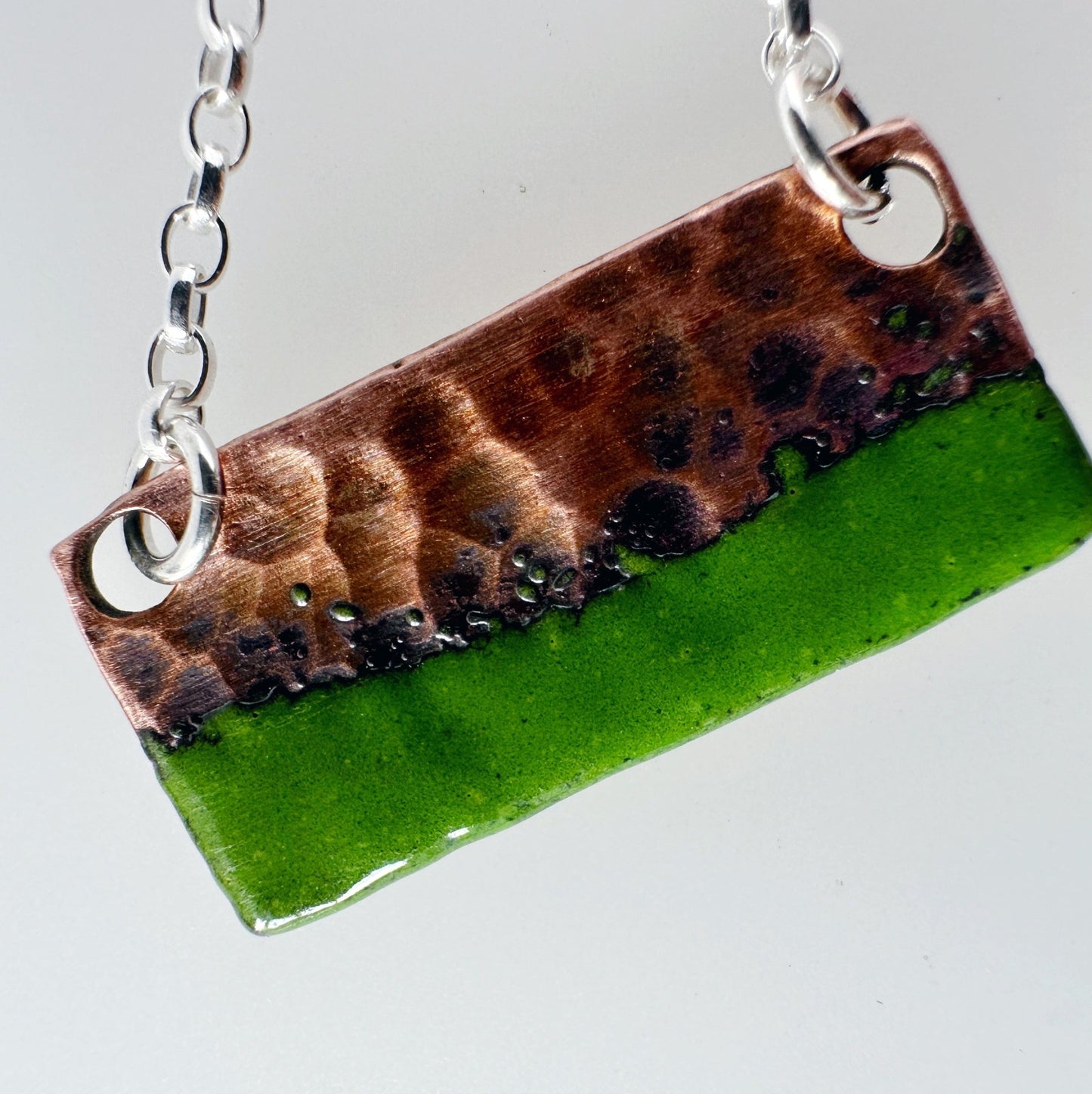 Two Tone Copper Rectangle Pendant - Green - MaisyPlum