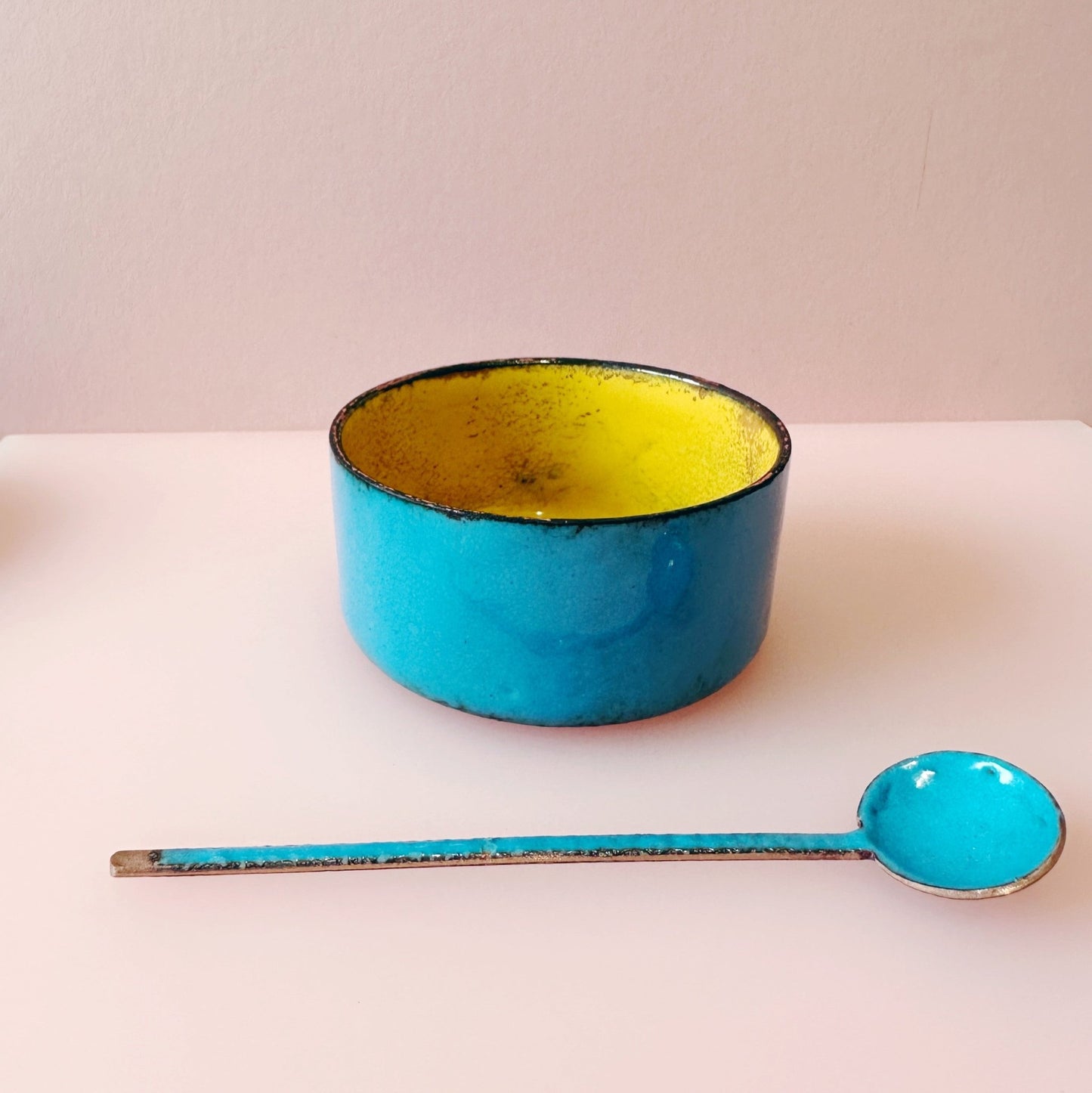 Bowl and Spoon gift Set - Teal and Yellow - MaisyPlum