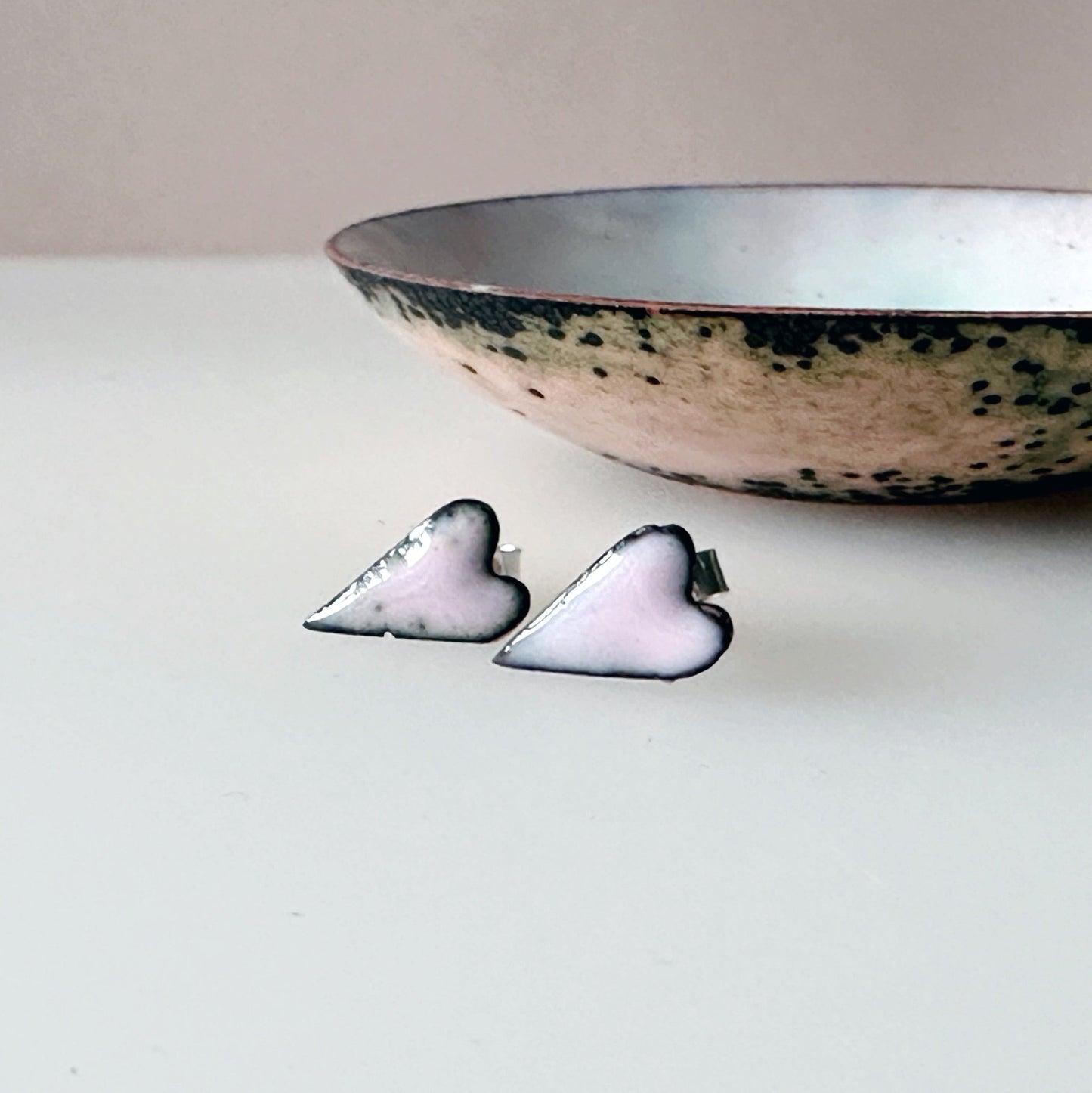 Copper Enamel Heart Stud Earrings - MaisyPlum