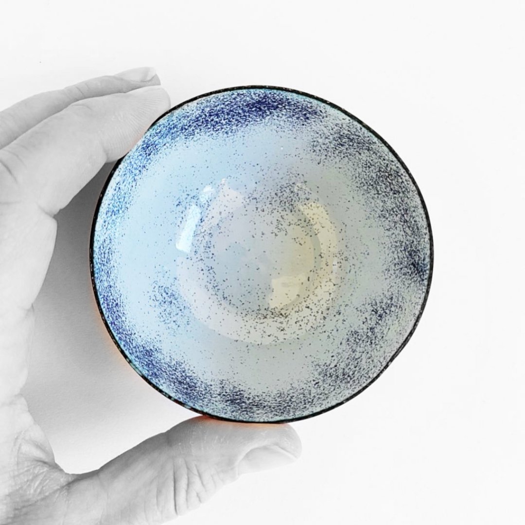 Deep Copper Enamel Bowl - Grey and Purple - MaisyPlum