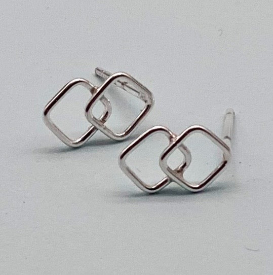 Double Silver Square Studs - MaisyPlum