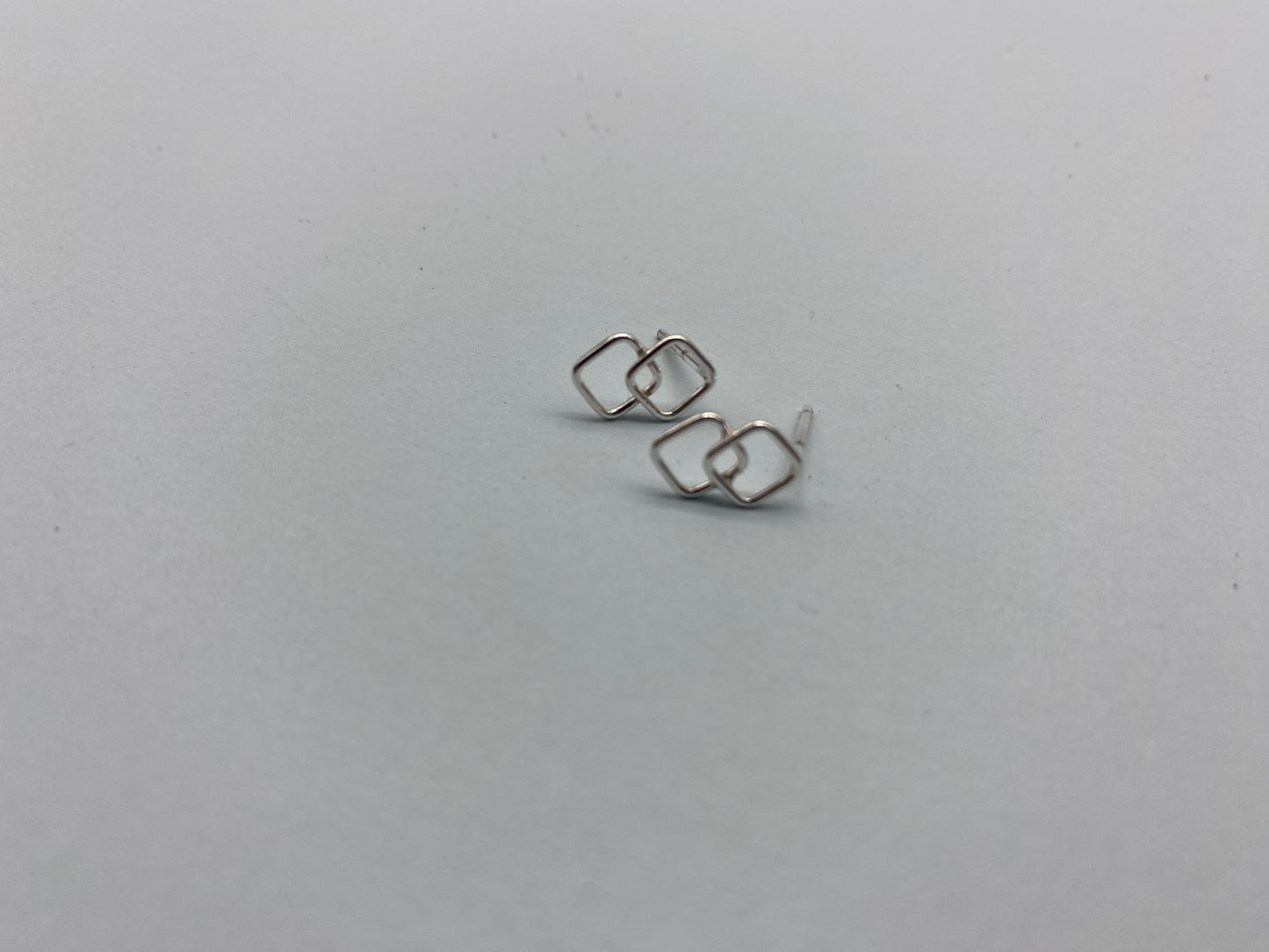 Double Silver Square Studs