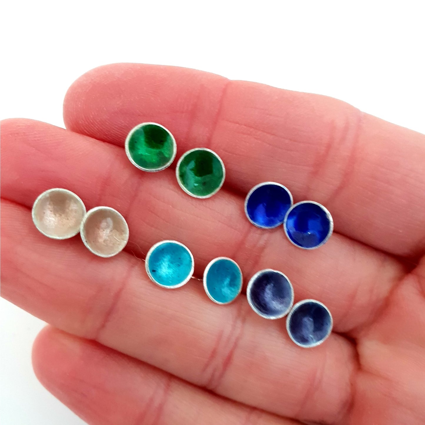 Itty Bitty Silver Enamel Studs - MaisyPlum