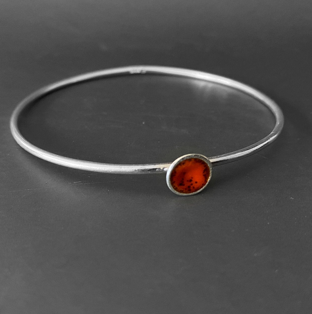 Sterling Silver Enamel Disc Bangle - MaisyPlum