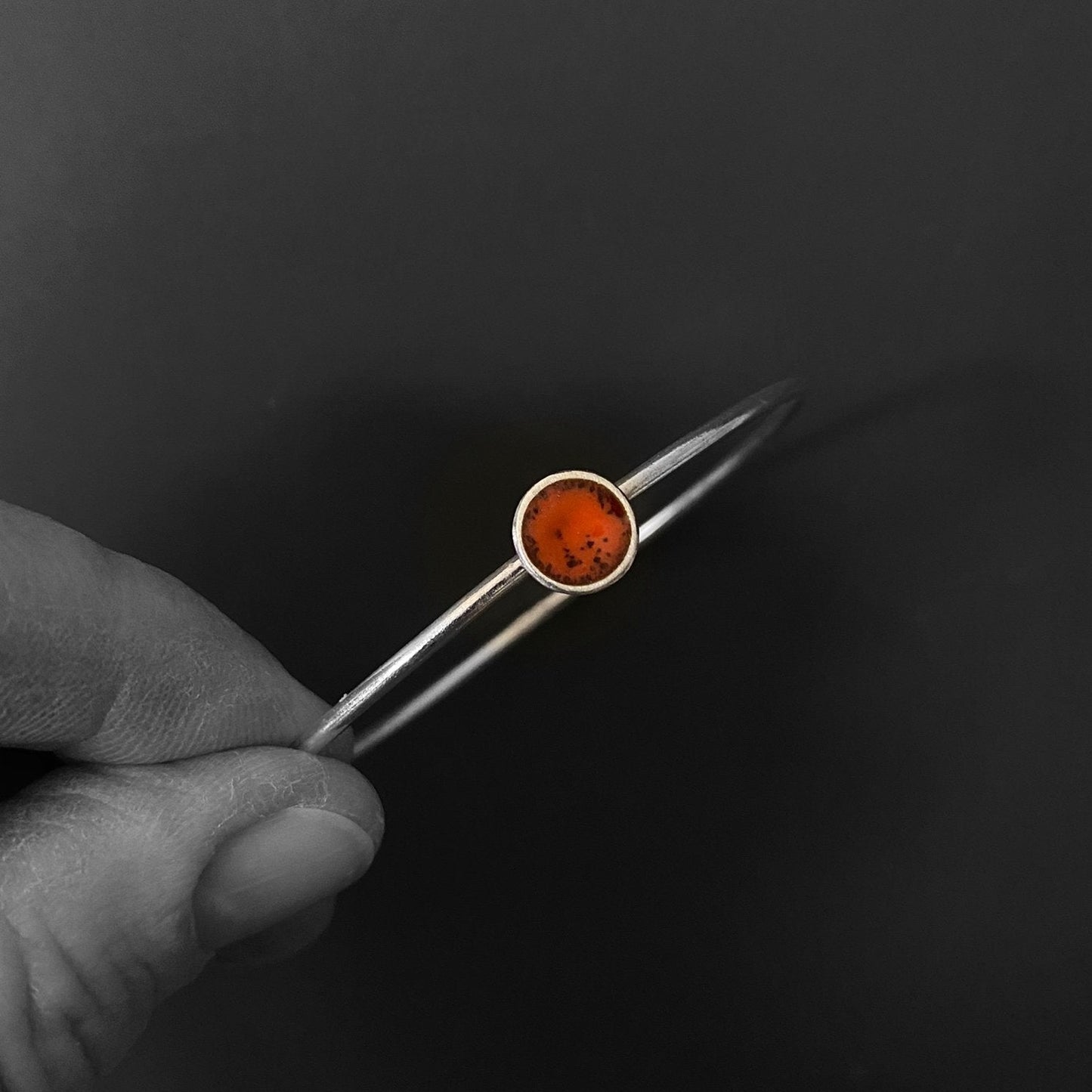 Sterling Silver Enamel Disc Bangle - MaisyPlum