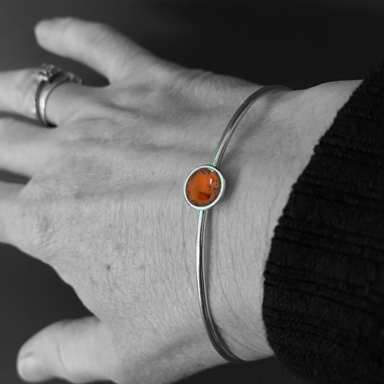 Sterling Silver Enamel Disc Bangle - MaisyPlum