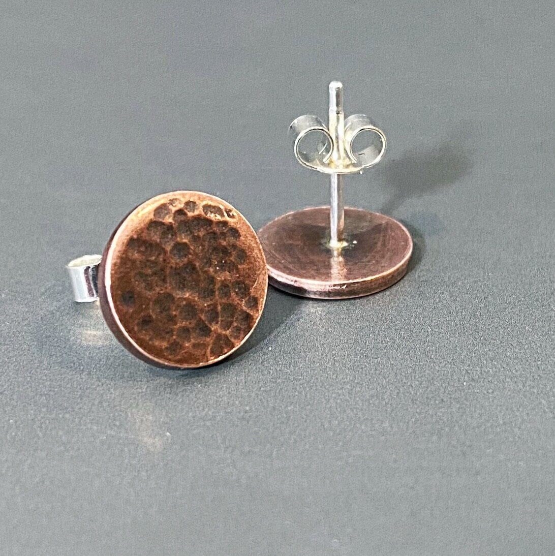 Textured Copper Disc Stud Earrings - MaisyPlum