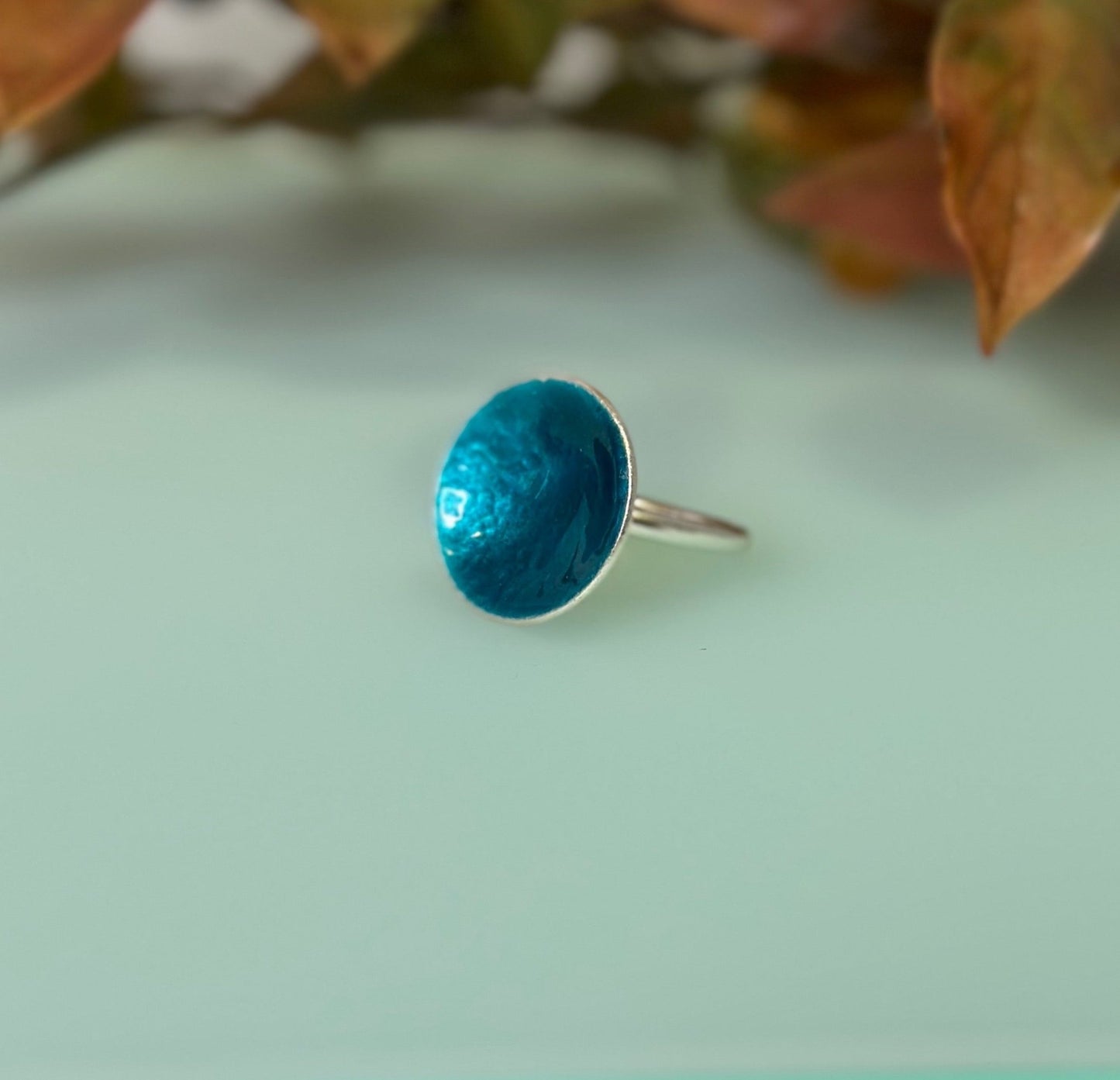 Turquoise Enamel Disc Cocktail Ring - Large - MaisyPlum