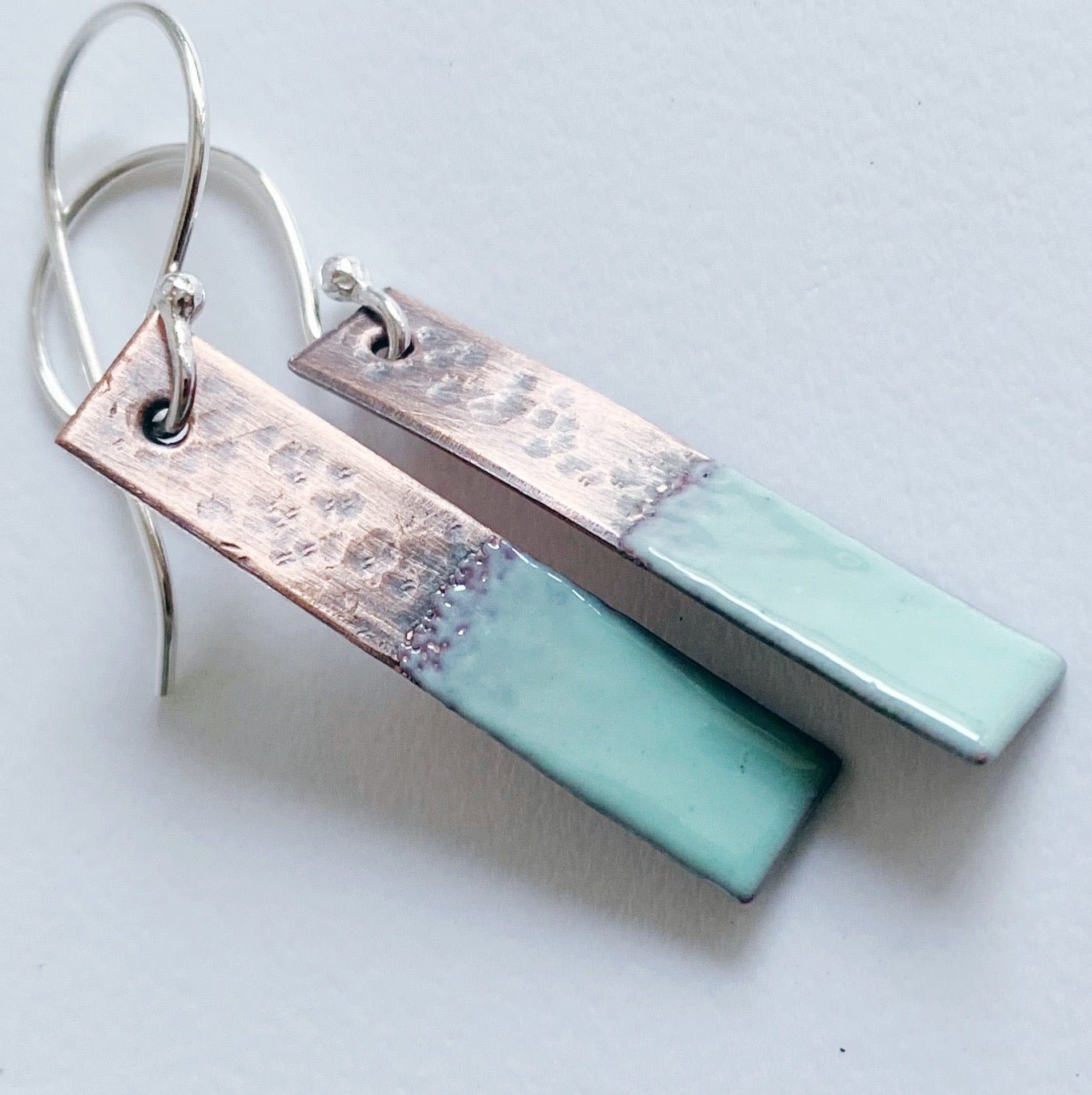 Two Tone Enamel Drop Earrings - Robins Egg Blue - MaisyPlum