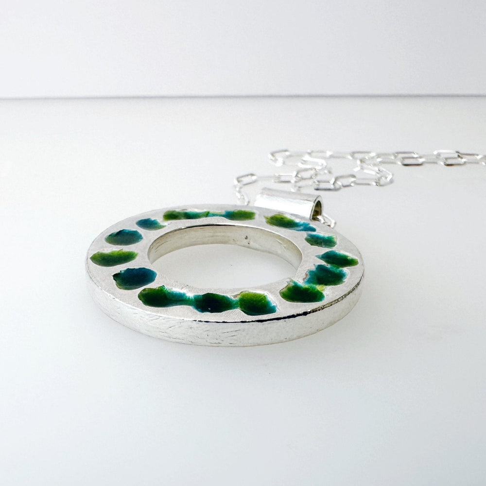Evergreen- Mosaic- Enamel-- Sterling Silver- Pendant - MaisyPlum