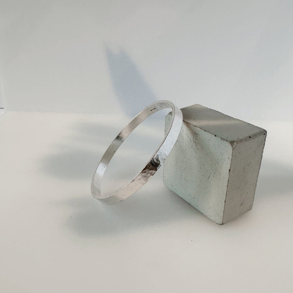 Chunky Solid Silver Bangle | Sterling Silver - MaisyPlum