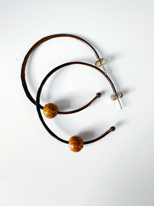 Copper Hoops with Enamel Bead - MaisyPlum
