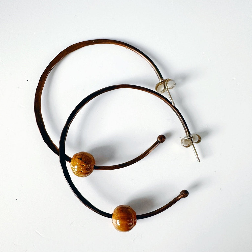 Copper Hoops with Enamel Bead - MaisyPlum