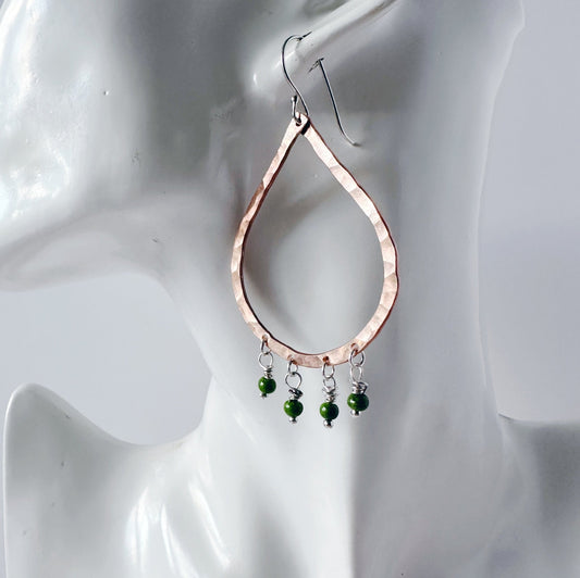 Copper Teardrop Statement Earrings with Enamel Beads - MaisyPlum