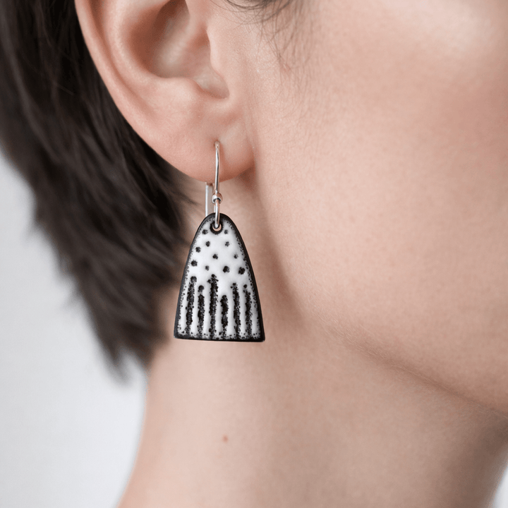 Enamel Arch Earrings - Black & White - MaisyPlum