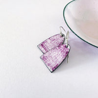 Handmade enamel arch earrings in vibrant colours, artisan statement jewellery by MaisyPlum