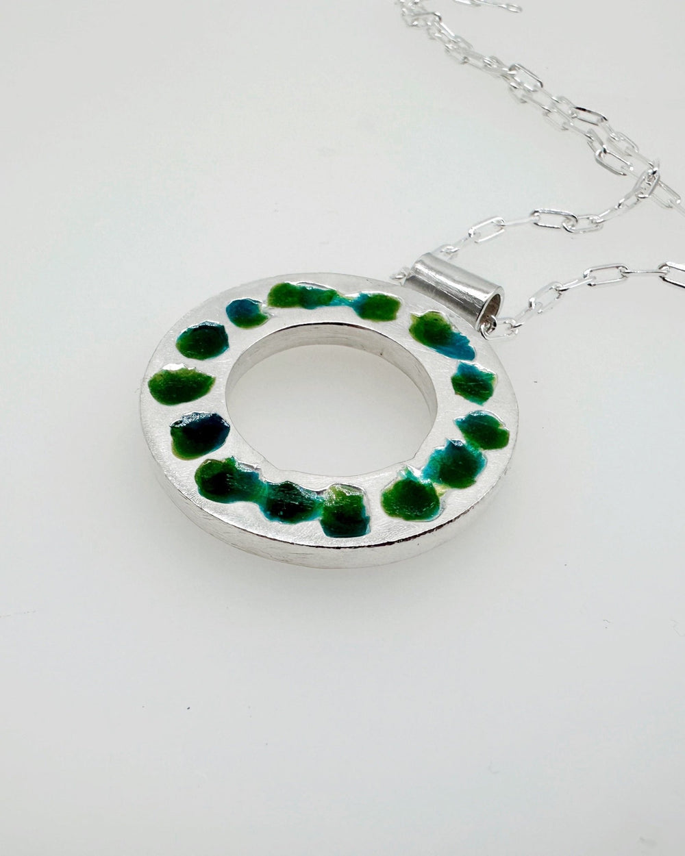 Evergreen Mosaic Enamel Sterling Silver Pendant - MaisyPlum