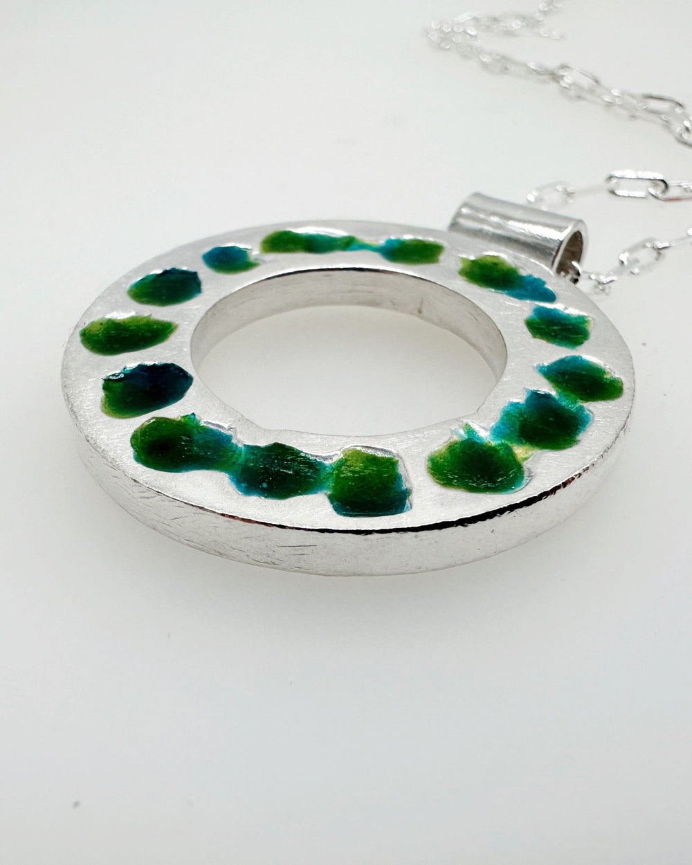 Evergreen Mosaic Enamel Sterling Silver Pendant - MaisyPlum