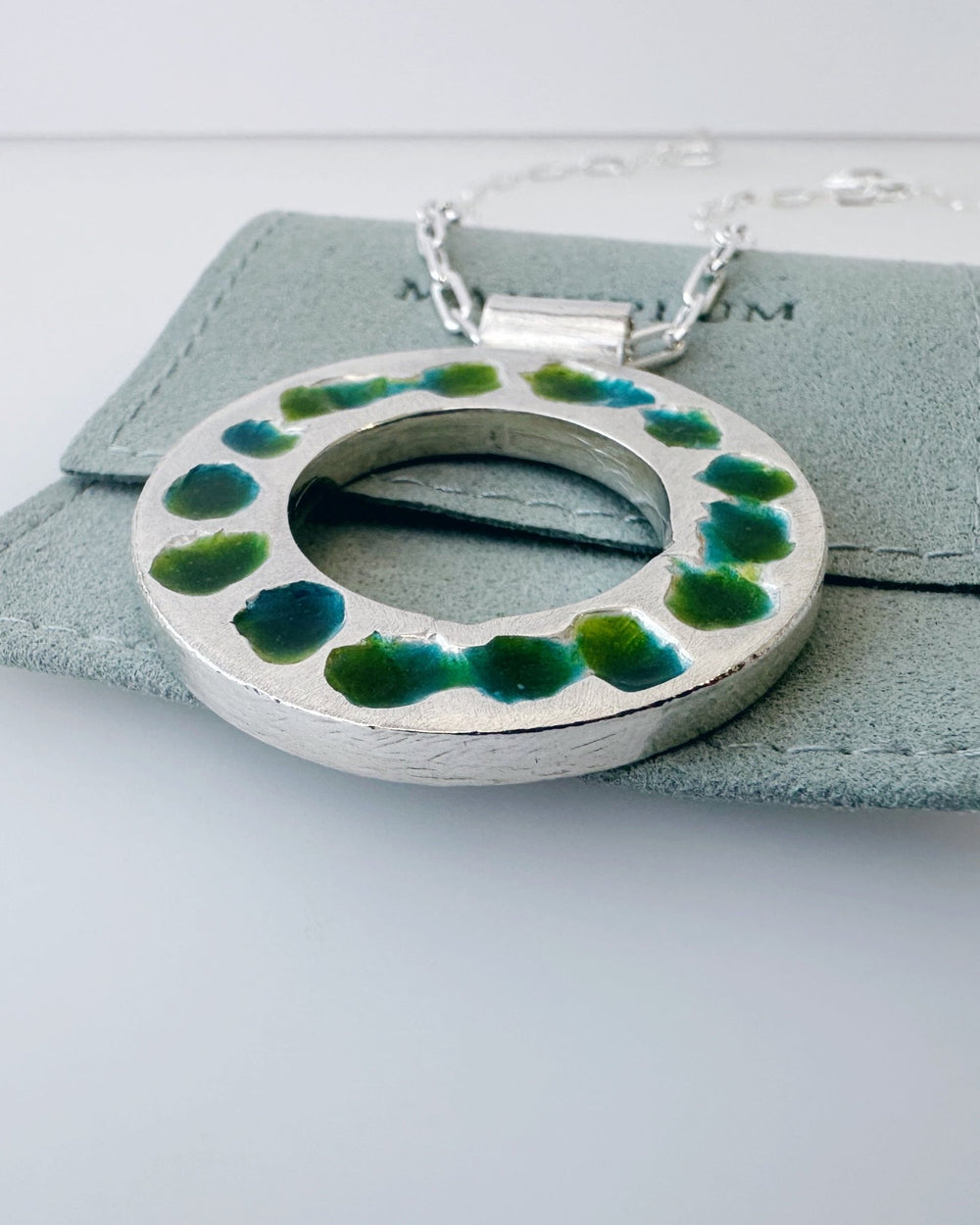 Evergreen Mosaic Enamel Sterling Silver Pendant - MaisyPlum