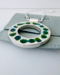 Evergreen Mosaic Enamel Sterling Silver Pendant - MaisyPlum