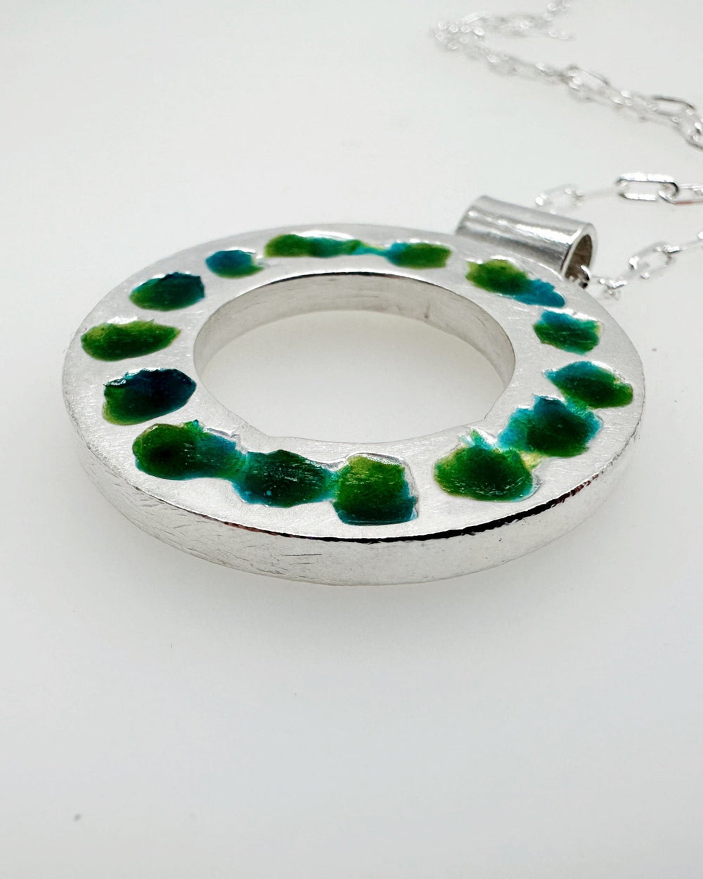 Evergreen Mosaic Enamel Sterling Silver Pendant - MaisyPlum