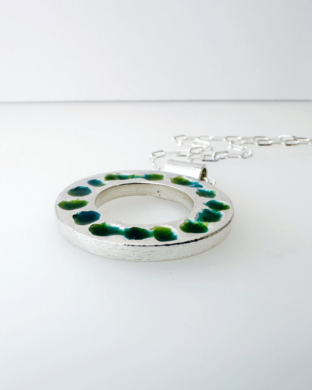 Evergreen Mosaic Enamel Sterling Silver Pendant - MaisyPlum