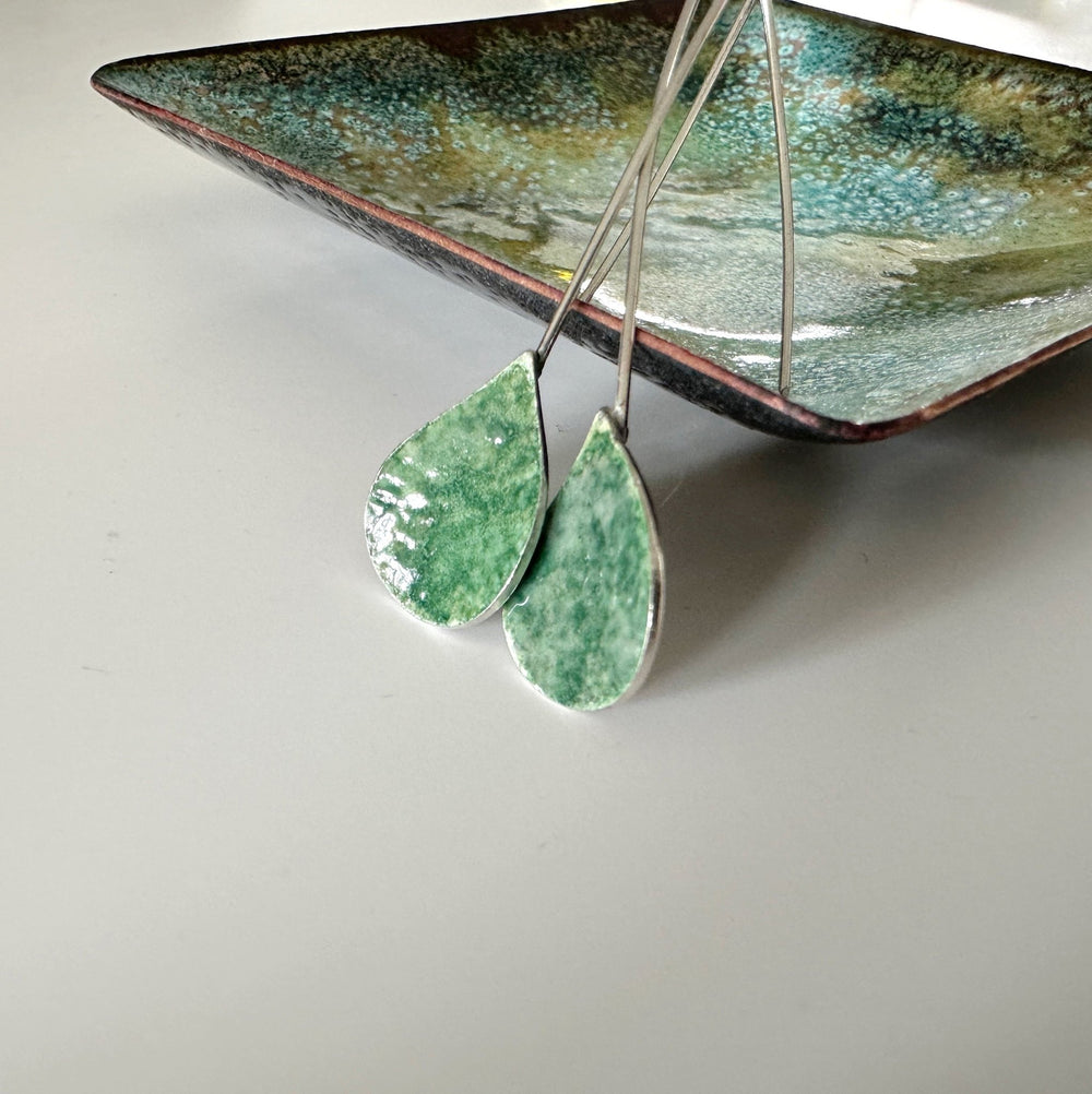 Sterling Silver Enamel Teardrop Earrings - MaisyPlum