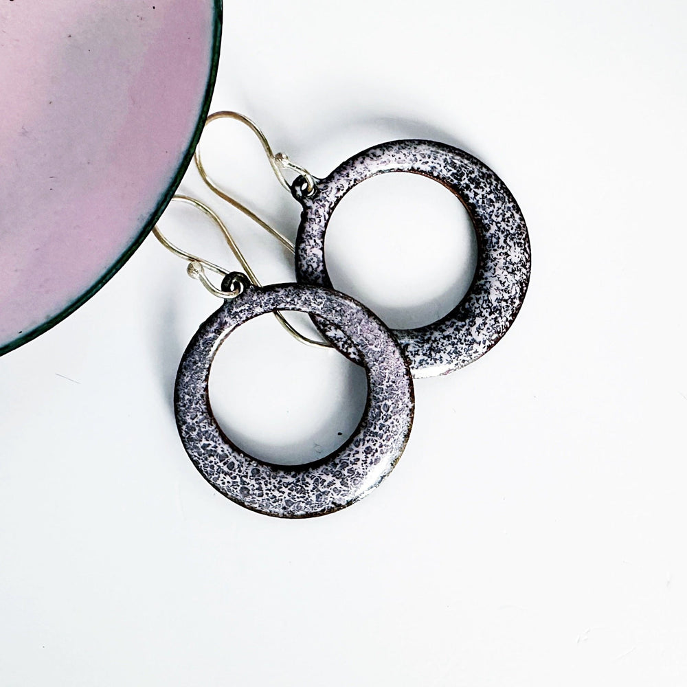 Hand Painted Pink Enamel Hoop Earrings - MaisyPlum