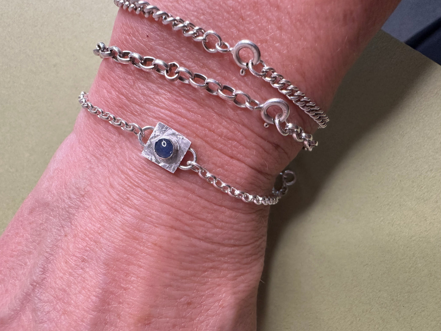 silver and sapphire friendship bracelet