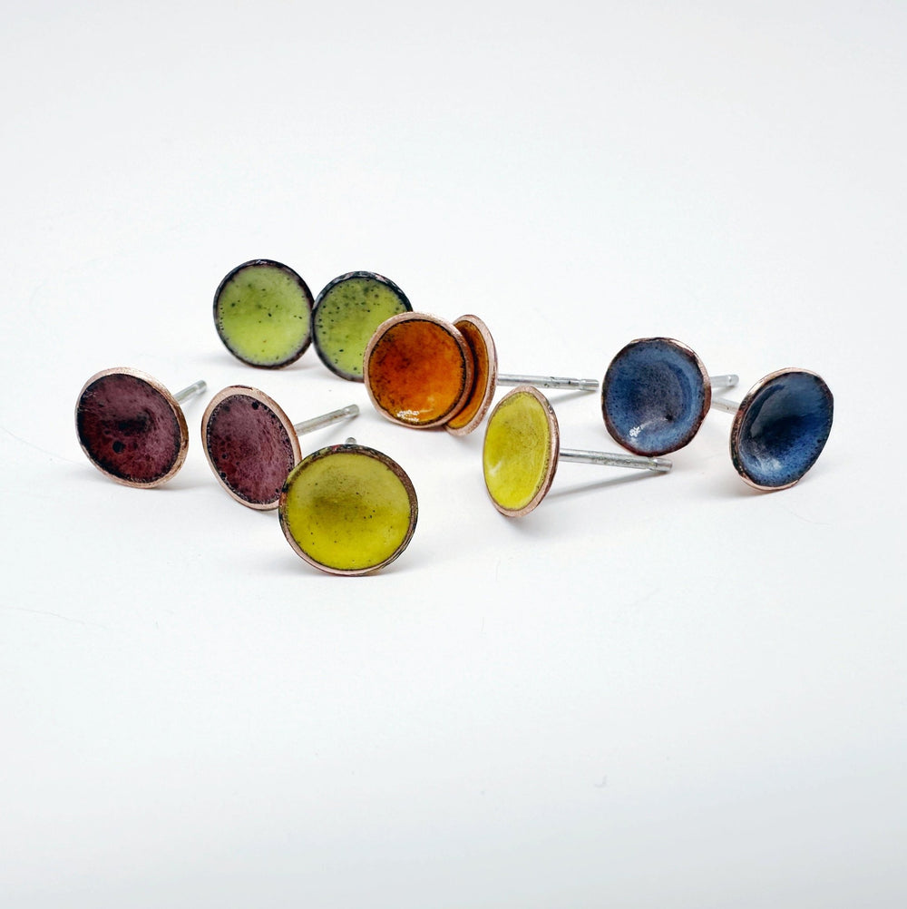 Itty Bitty Copper Enamel Bowl Stud Earrings - MaisyPlum