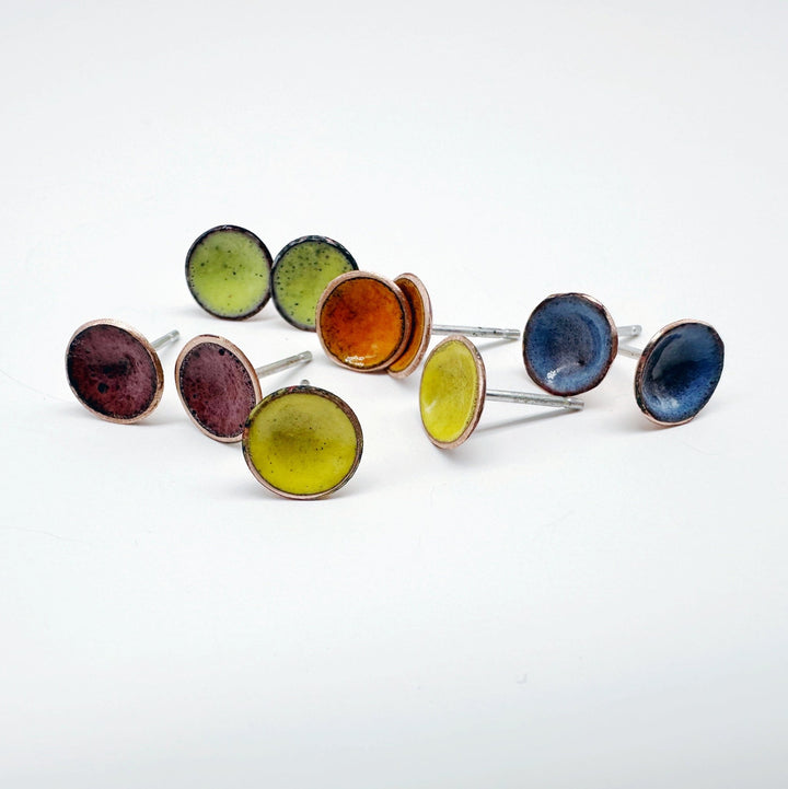 Itty Bitty Copper Enamel Bowl Stud Earrings - MaisyPlum