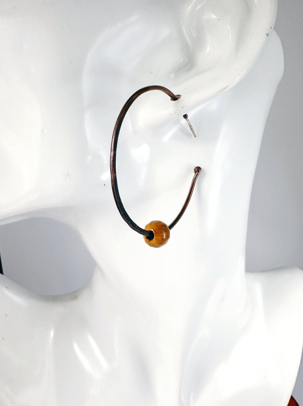 Copper Hoops with Enamel Bead - MaisyPlum