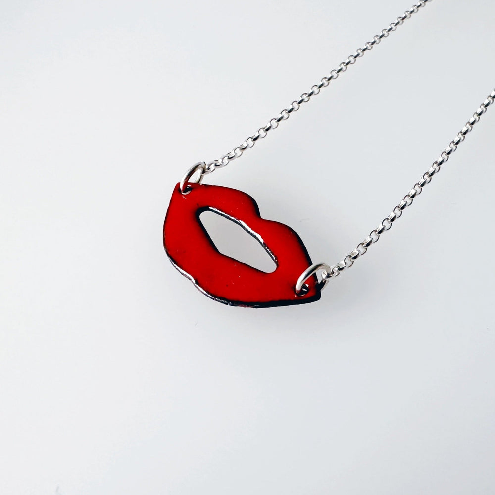 Luscious Lips Copper Enamel Pendant - MaisyPlum