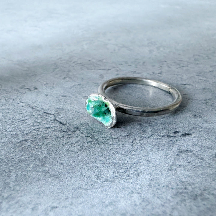 Molten Enamel Ring - Silver and Green - MaisyPlum