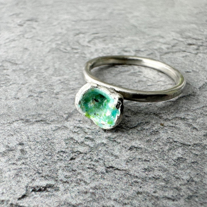 Molten Enamel Ring - Silver and Green - MaisyPlum