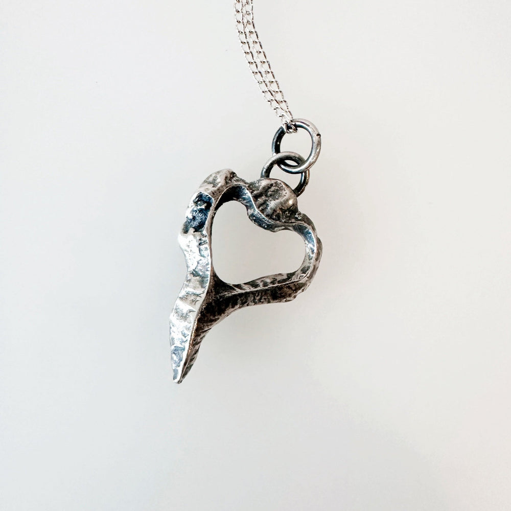 Molten Sterling Silver Heart Pendant - MaisyPlum