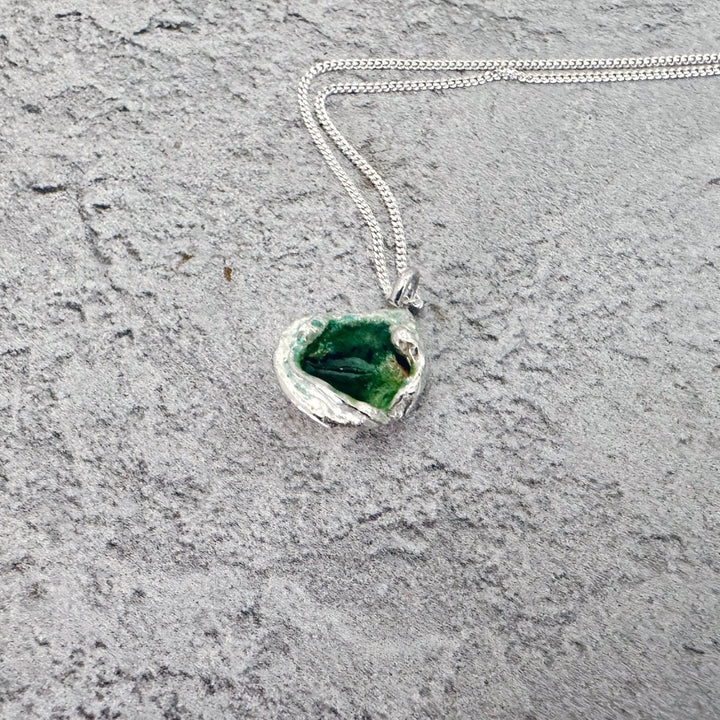 Molten Sterling Silver Pendant - Water Cast Enanel Pendant - MaisyPlum