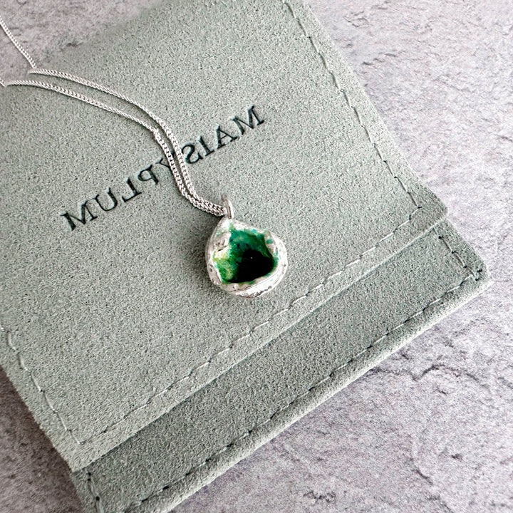 Molten Sterling Silver Pendant - Water Cast Enanel Pendant - MaisyPlum