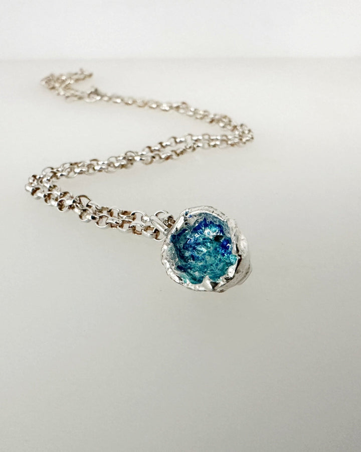 Molten Sterling Silver Pendant - Water Cast Enanel Pendant - MaisyPlum
