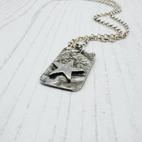 Oxidised Rectangle Pendant with Silver Star - MaisyPlum