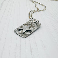 Oxidised Rectangle Pendant with Silver Star - MaisyPlum