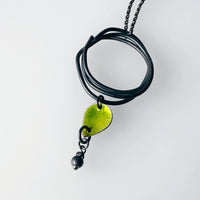 Oxidised Silver Pendant with Torch Fired Beads , Geometric Jewellery, Green Enamel Necklace - MaisyPlum