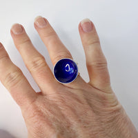 Sapphire Blue Enamel Disc Cocktail Ring - Medium - MaisyPlum