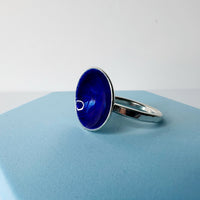 Sapphire Blue Enamel Disc Cocktail Ring - Medium - MaisyPlum