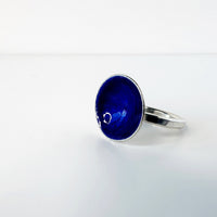 Sapphire Blue Enamel Disc Cocktail Ring - Medium - MaisyPlum