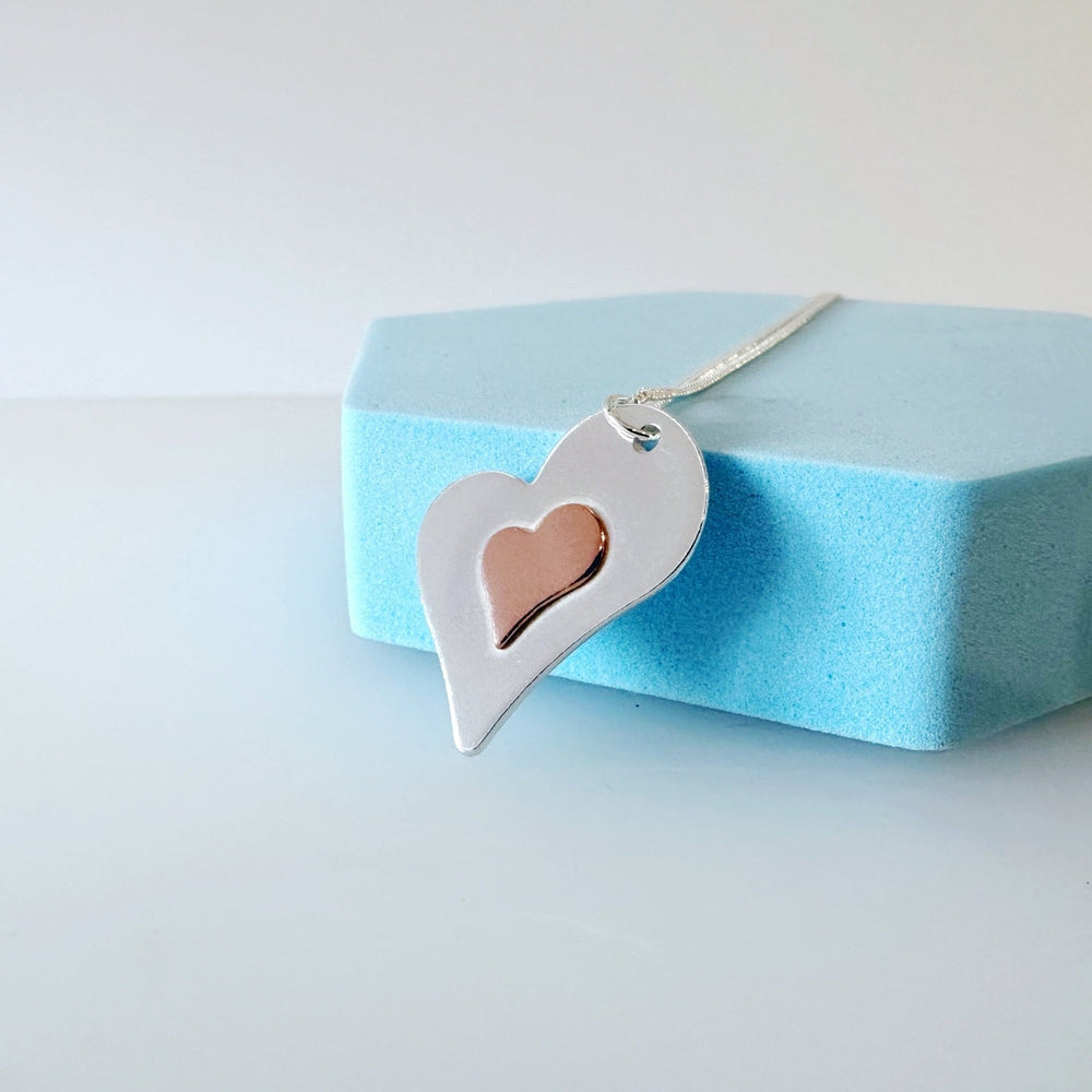 Silver and Copper Heart Pendant - MaisyPlum
